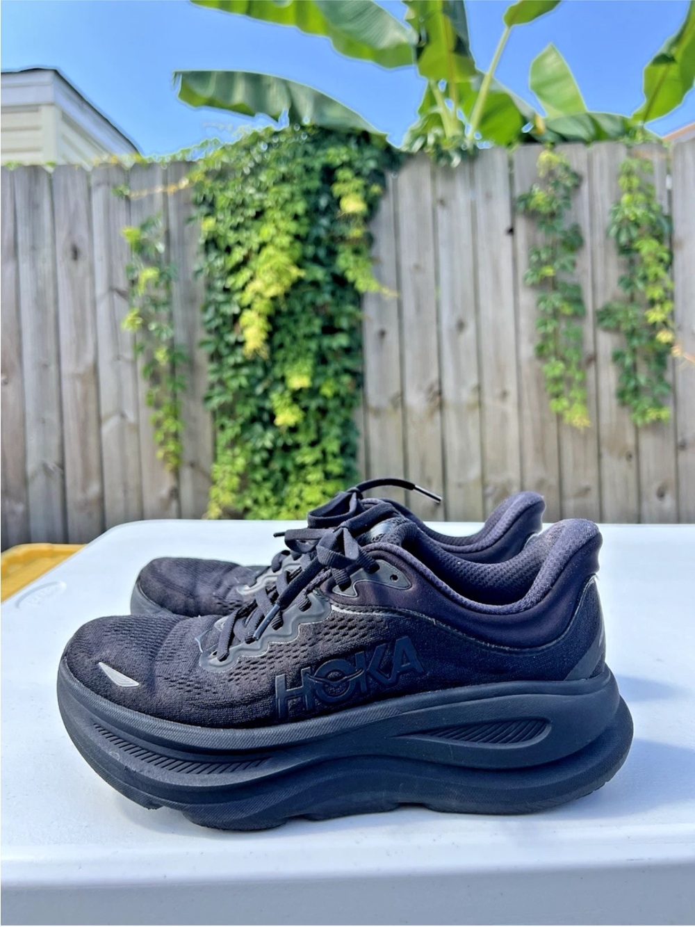 Women’s Hoka Bondi 9 All-Black Athletic Running Shoes size 8